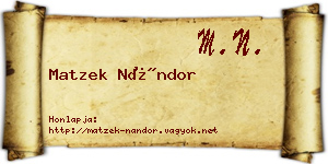 Matzek Nándor névjegykártya